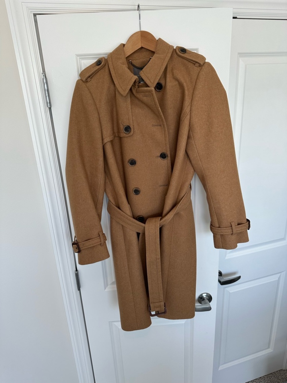 I Crew Double-Breasted Wool Trench Coat - Camel